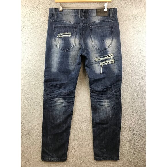 Smoke‎ Rise Original Vintage Denim Distressed Jeans Size 38/34 Cotton Blend - Picture 2 of 9